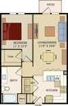 1 BD 1 Bath floorplan 768 sqft